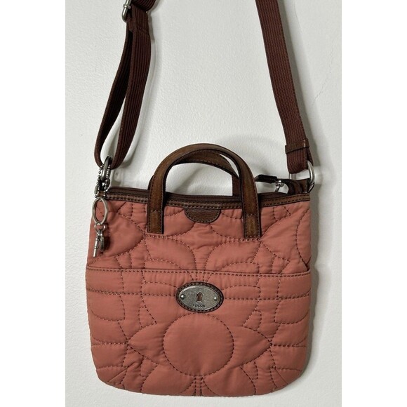 Fossil Handbags - Fossil Keyper Quilted Crossbody Satchel Purse Handbag Dusty Rose